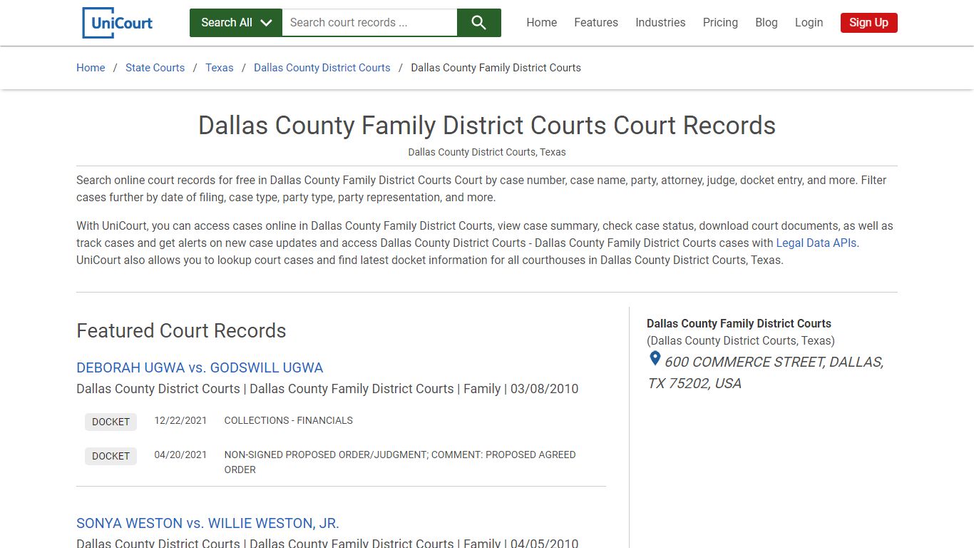 Dallas County Family District Courts Court Records ...